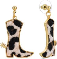 EYE CANDY LOS ANGELES Faux Calf Hair Cowgirl Boot Drop Earrings
