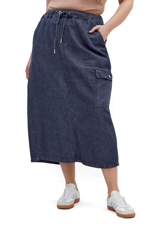 Alexis Tie Waist Denim Skirt (Plus)