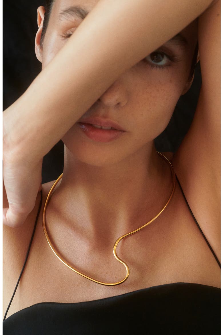Cursive Collar Necklace, Alternate, color, GOLD