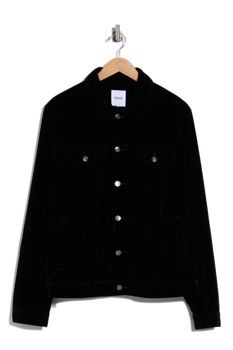 Velvet Trucker Jacket, Main, color, BLACK VELVET