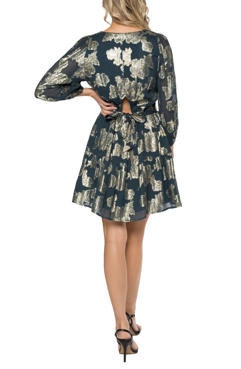 matty m. Vivian Metallic Floral Long Sleeve Minidress, Alternate, color, 