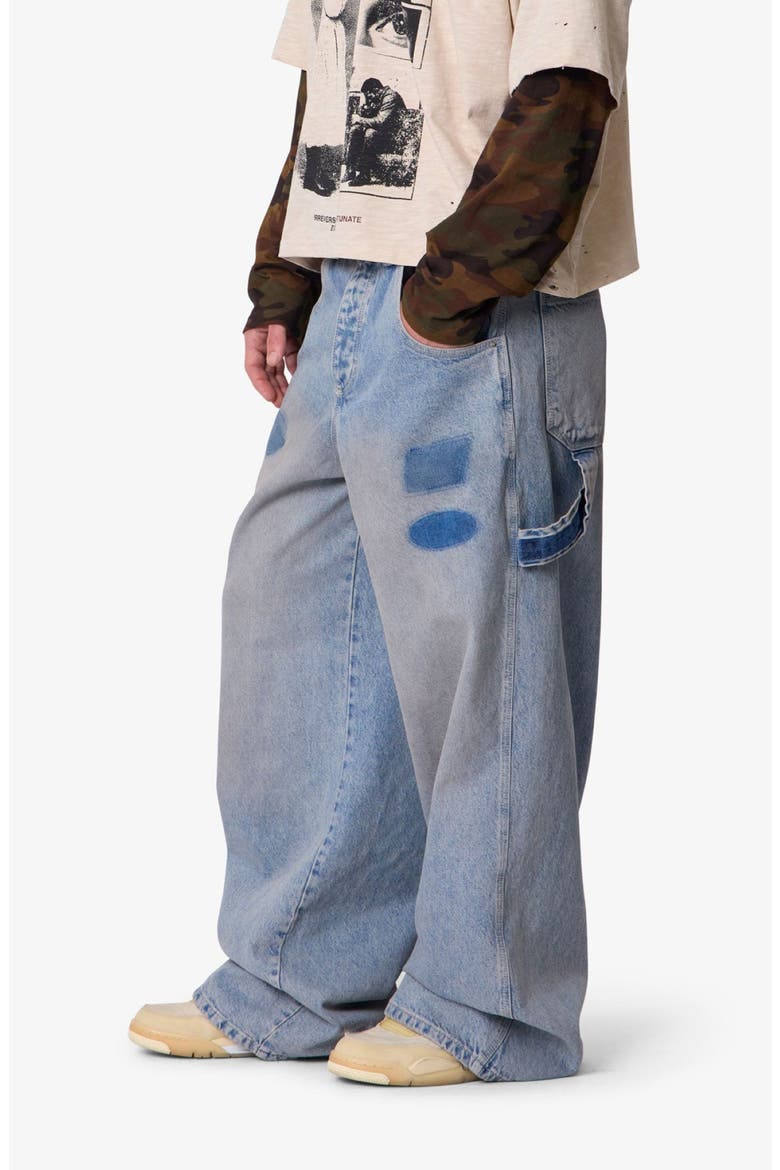 Patch Mark Rave Baggy Jeans, Alternate, color, BLUE