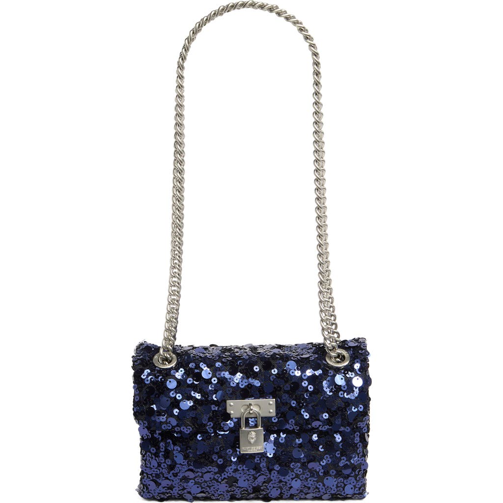 Kurt Geiger London Sequin Mini Braxton Crossbody Bag In Blue