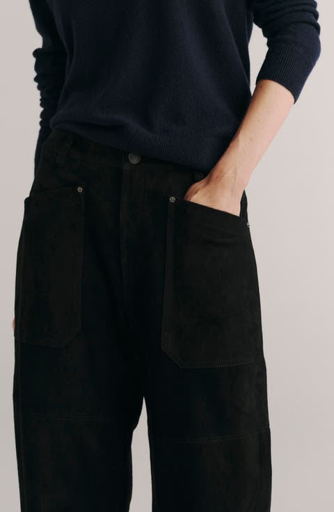 Bilie Suede High Waist Barrel Pants