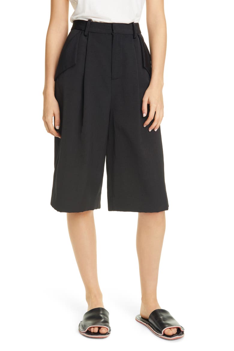 Gordon Pleated Bermuda Shorts, Main, color, BLACK
