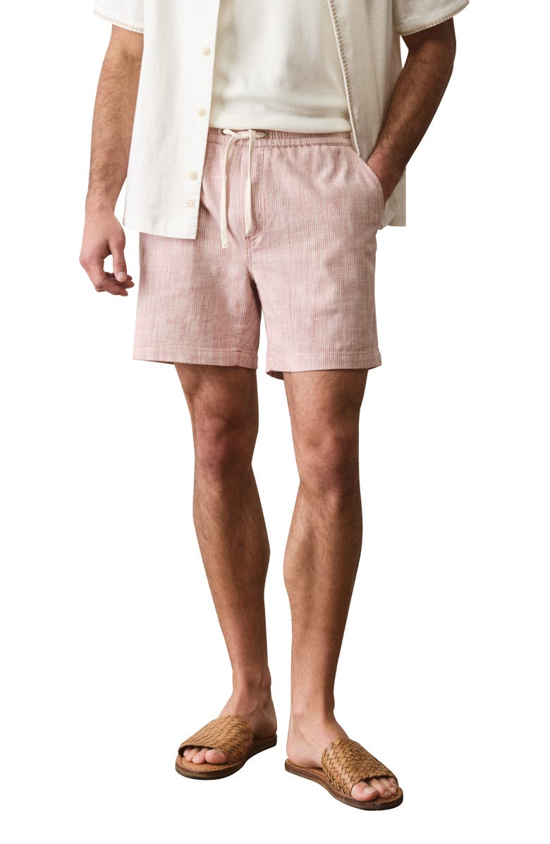 Marine Layer 6-Inch Saturday Beach Shorts, Main, color, Withered Rose Stripe