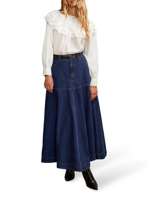 Ro&zo Denim Maxi Skirt In Blue