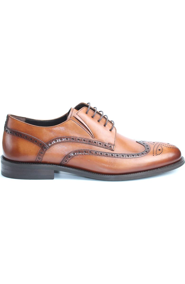 VELLAPAIS Ross Brogue Wingtip Derby, Alternate, color, Cognac