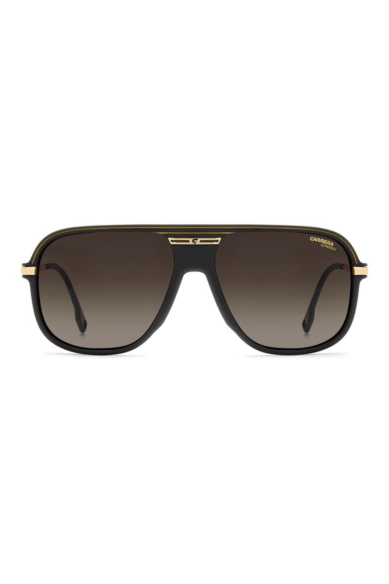 C Sport 17/S 60mm Rectangular Aviator Sunglasses, Main, color, MATTE BLACK GOLD/ BROWN SF
