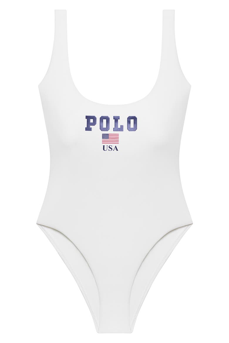 Scoop One-Piece Swimsuit, Alternate, color, WHITE
