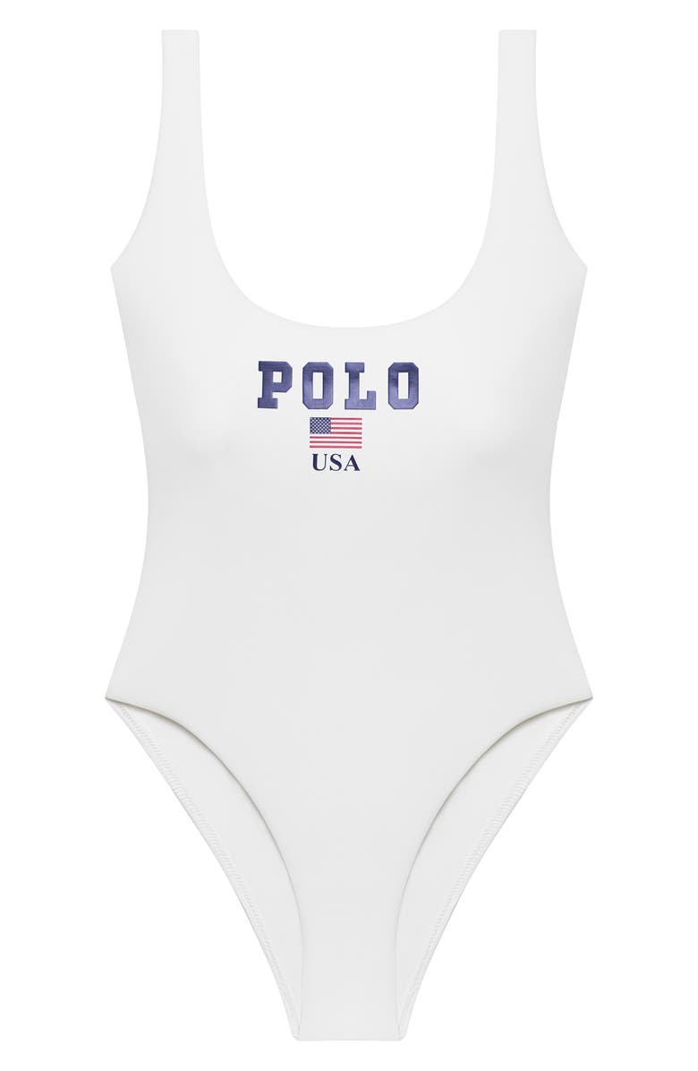Polo Ralph Lauren Scoop One-Piece Swimsuit, Alternate, color, White