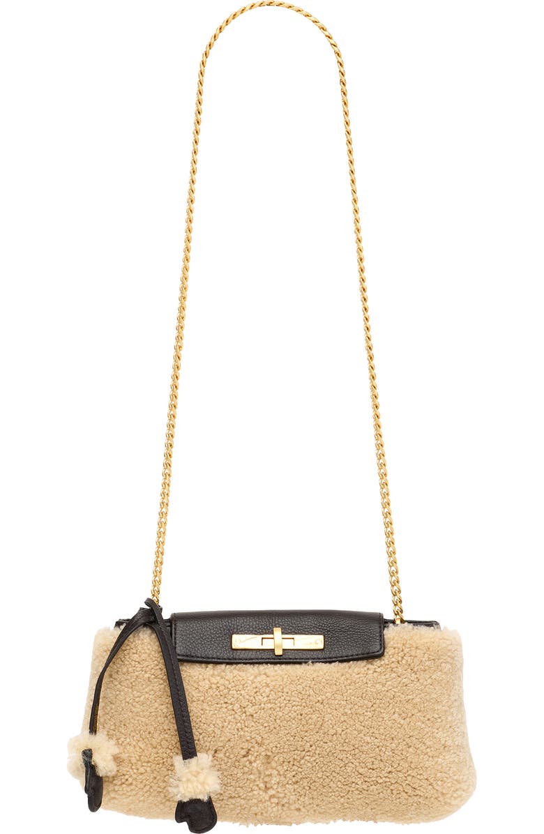 HAMMITT Small Genuine Shearling Crossbody Bag, Alternate, color, Sundance Shearling/Gold
