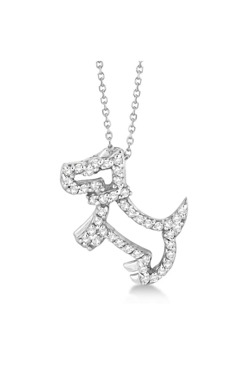 Natural Diamond Dog Pendant Necklace Pave-Set 14K, Main, color, White Gold