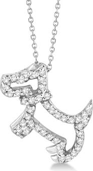 ALLUREZ Natural Diamond Dog Pendant Necklace Pave-Set 14K