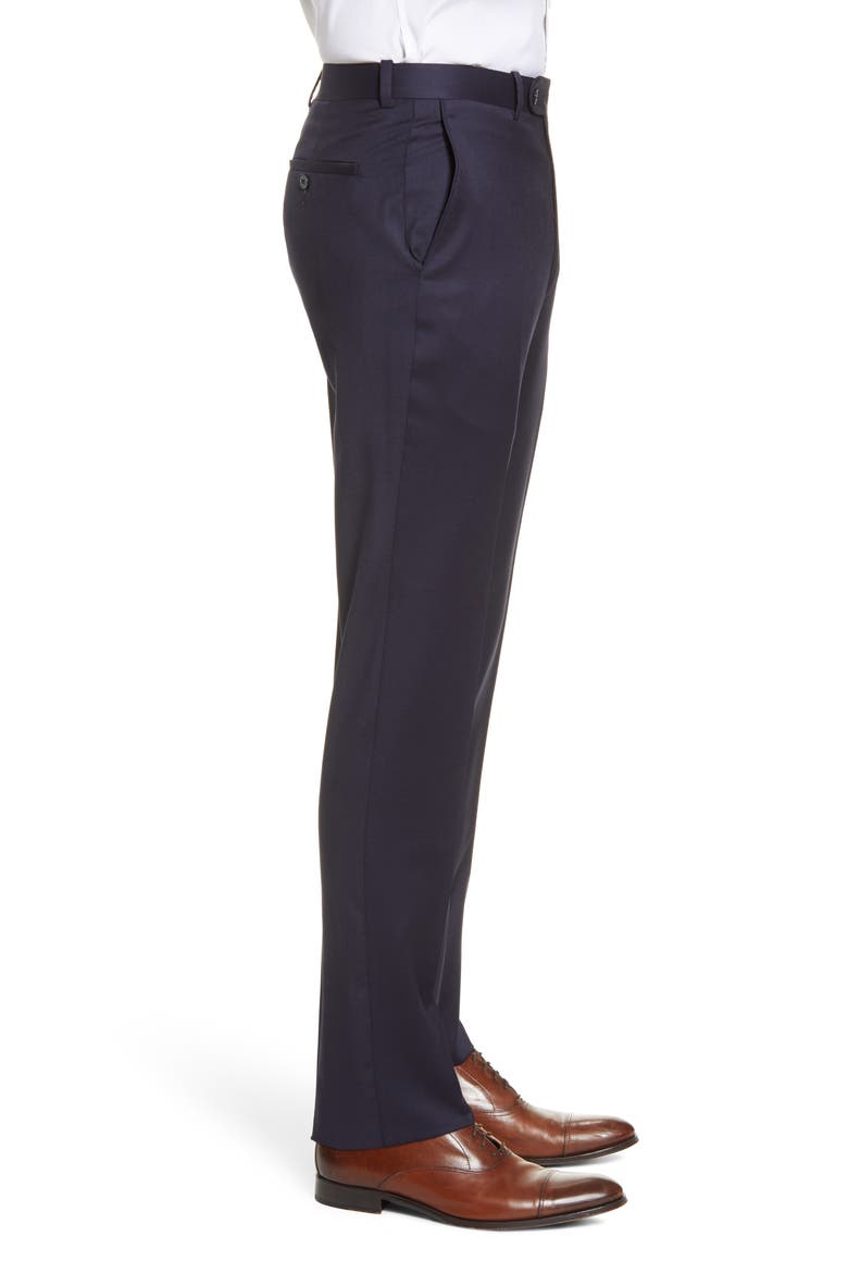 Harker Flat Front Stretch Wool Twill Dress Pants, Alternate, color, NAVY