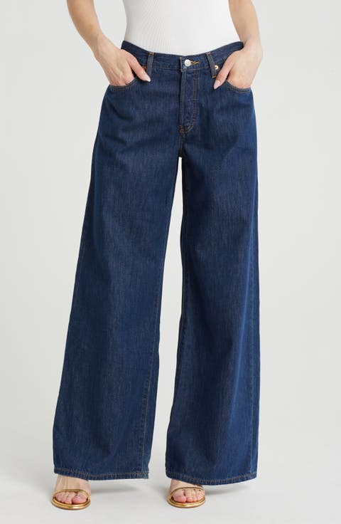 Mid Rise Wide Leg Palazzo Jeans
