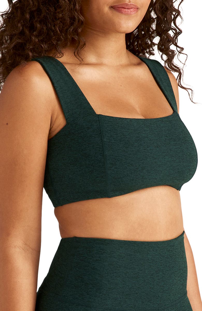 Beyond Yoga Spacedye Square Neck Sports Bra, Alternate, color, Midnight Green Heather