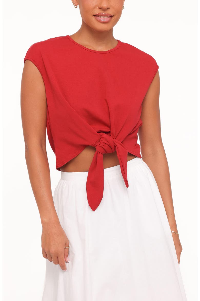 Kathy Tie Hem Top, Main, color, RED