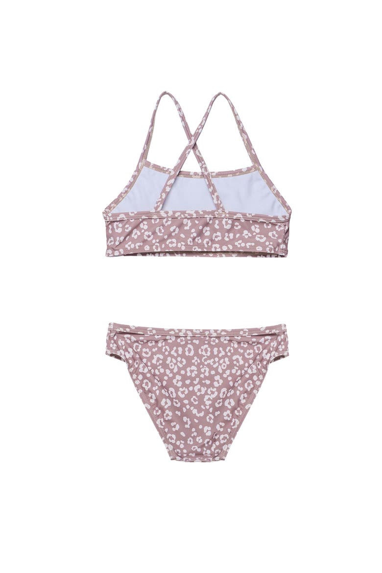 Leopard Love Criss Cross Strap Swim Set, Alternate, color, Cacao