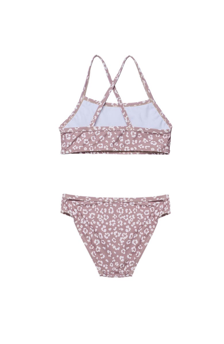 Gottex Kids Leopard Love Criss Cross Strap Swim Set, Alternate, color, Cacao