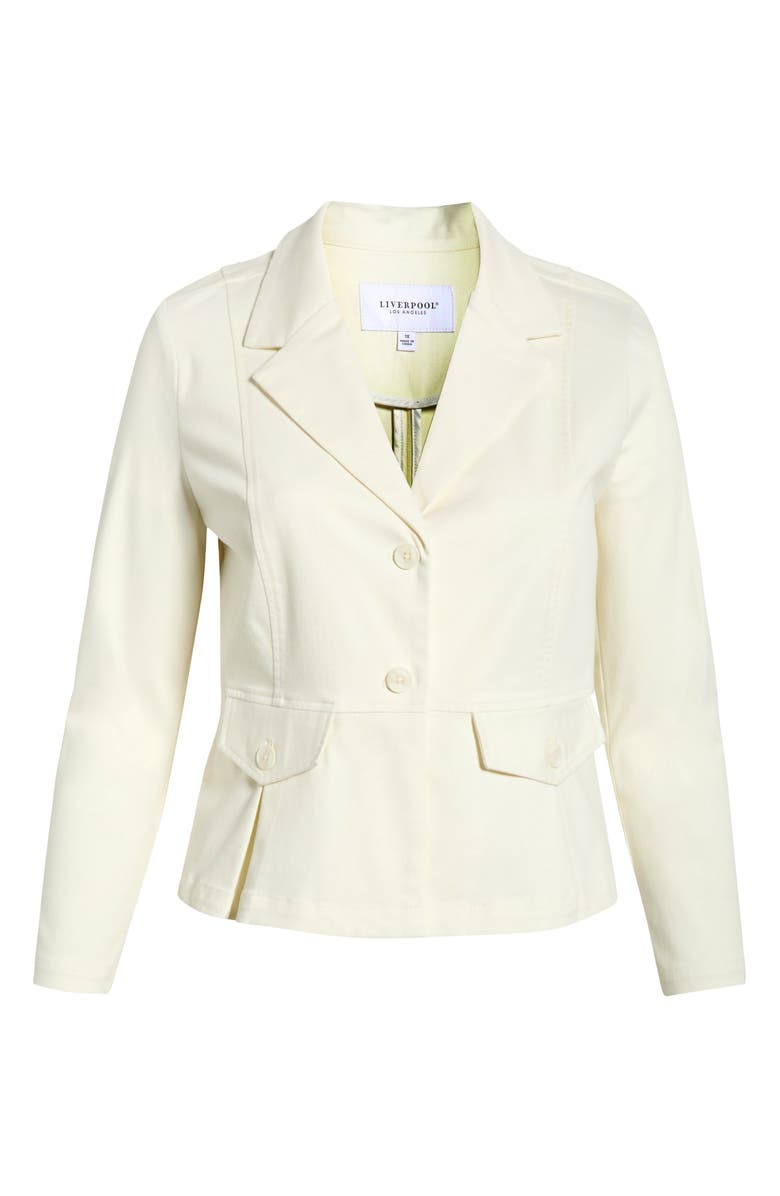 Liverpool Los Angeles Peplum Cotton Blend Blazer, Alternate, color, Whipped Cream