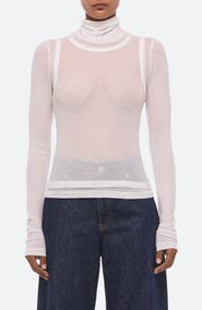 Helmut Lang Sheer Long Sleeve Turtleneck Top