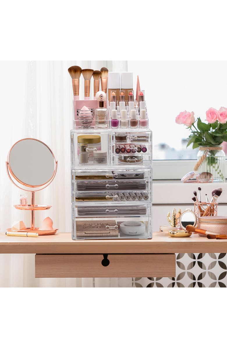 SORBUS Clear Makeup & Jewelry Storage Case Display Set, Alternate, color,