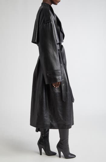 Belt Neck Plongé Leather Trench Coat