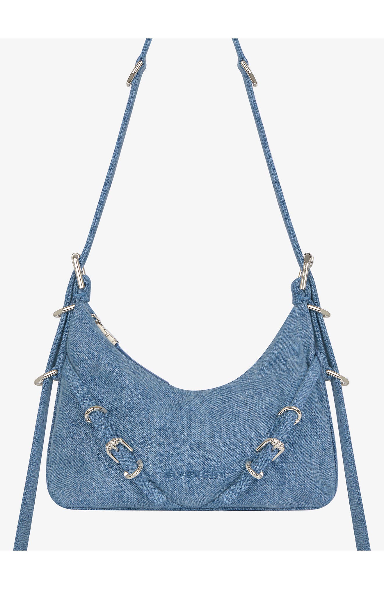 Givenchy Mini Voyou Denim Hobo, Alternate, color, 