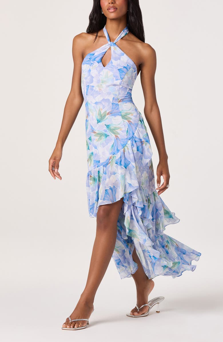 ASTR the Label Bethina Floral Halter Neck High-Low Dress, Alternate, color, Purple Floral