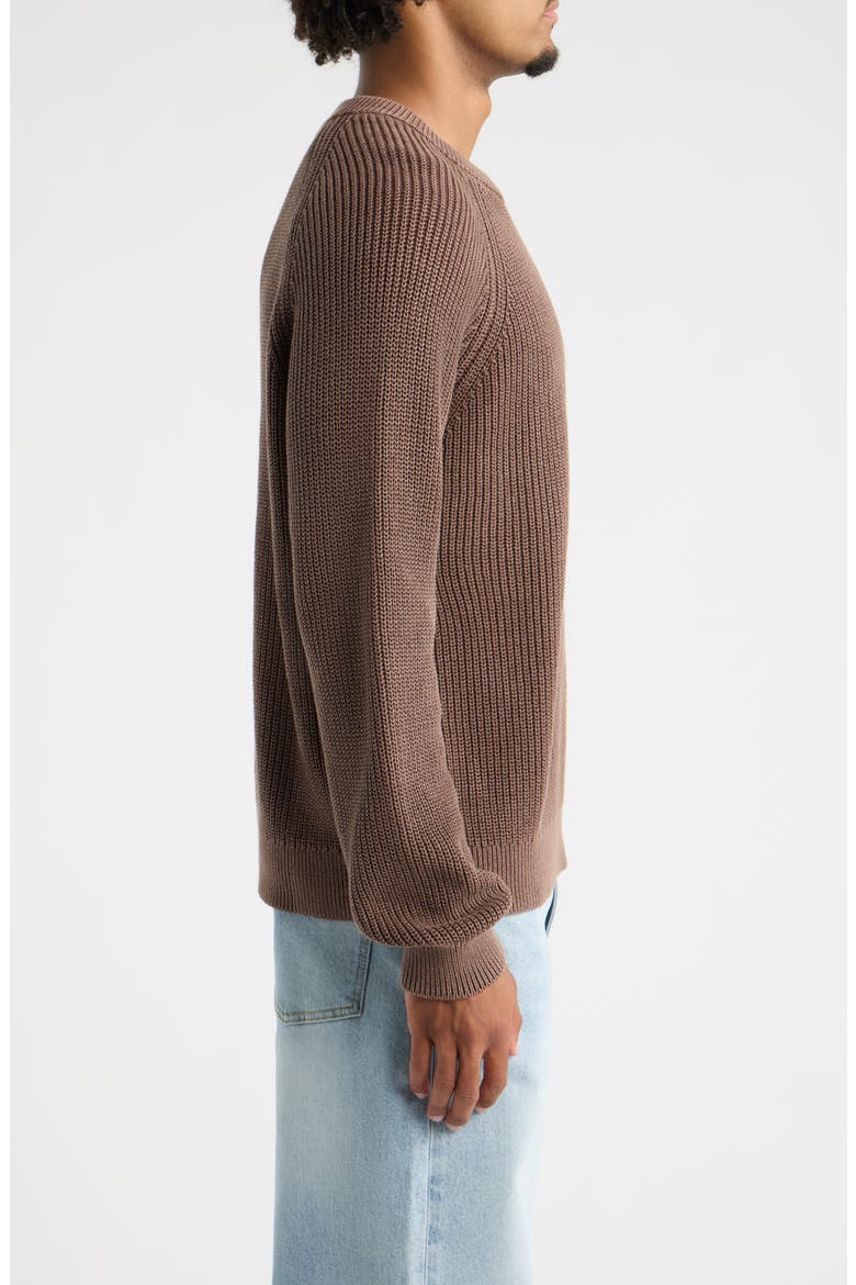 Heavyweight Ribbed Cotton Crewneck Sweater, Alternate, color, BROWN COFFEE