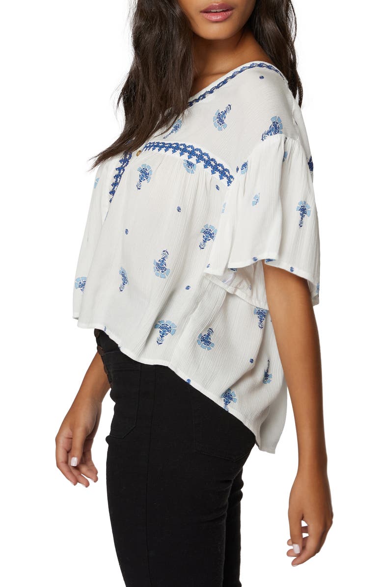 O'Neill Cassis Floral Embroidered Gauze Blouse, Alternate, color, 