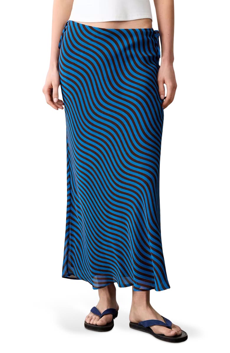 MANGO TEEN Wave Print Midi Skirt, Main, color, 
