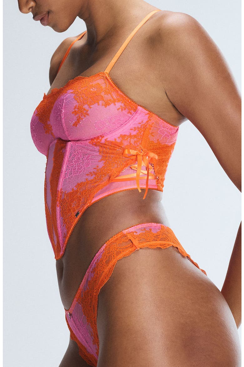Lacestruck Bustier, Alternate, color, ROSE DAY PINK/ SOL ORANGE