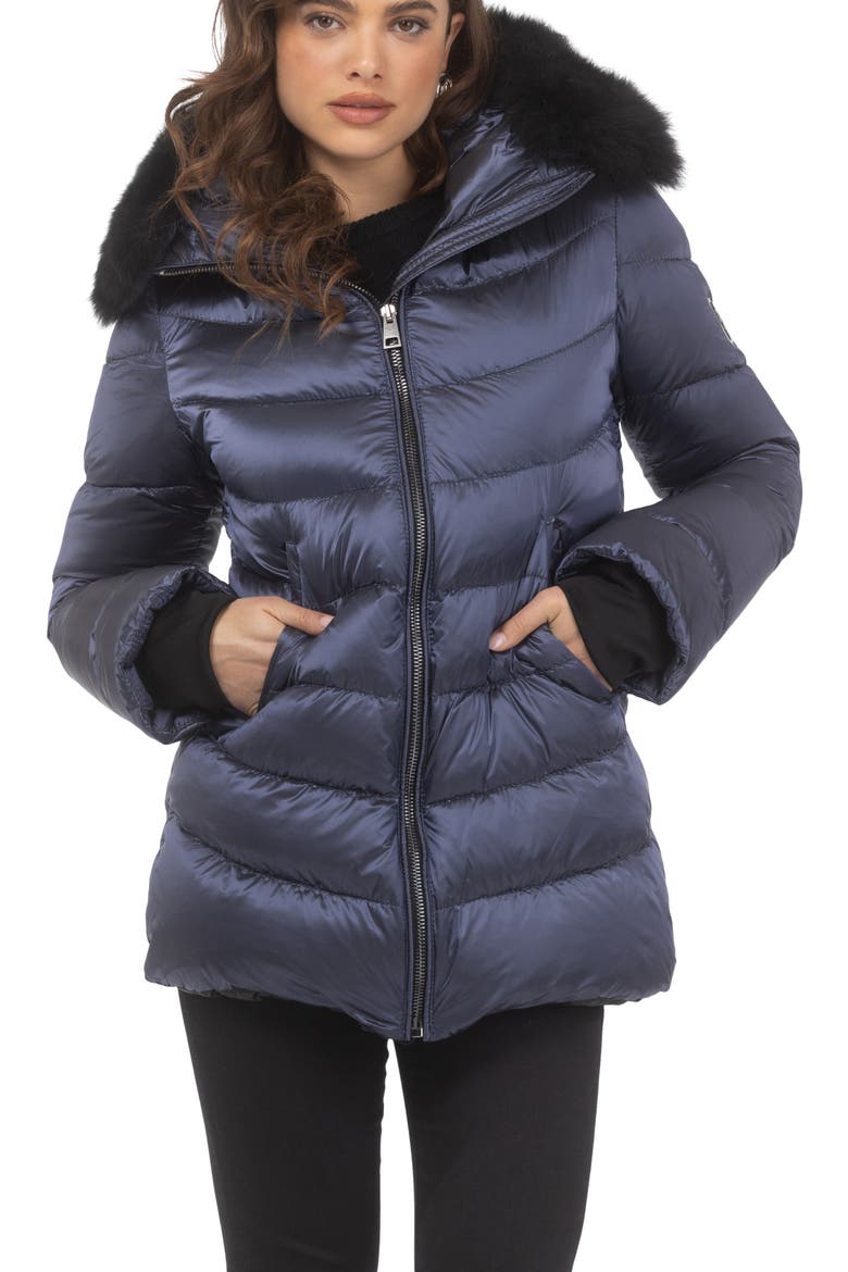 Apres-Ski Jacket With Detachable Toscana Hood Trim, Alternate, color, OCEAN BLUE/BLACK