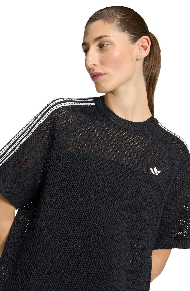 adidas Originals Open Knit Minidress, Alternate, color, Black