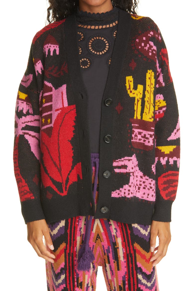 Black Tropical Magic Cardigan, Main, color, BLACK