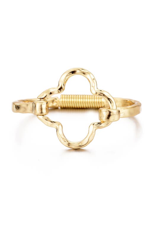 Adornia Gold Plated Hammered Clover Open Cuff Bracelet In Gold