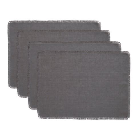 Linen Placemats Set of 4, 14 x 19 Inch for Dining Table, Holiday and Everyday Table Decor - Fringe