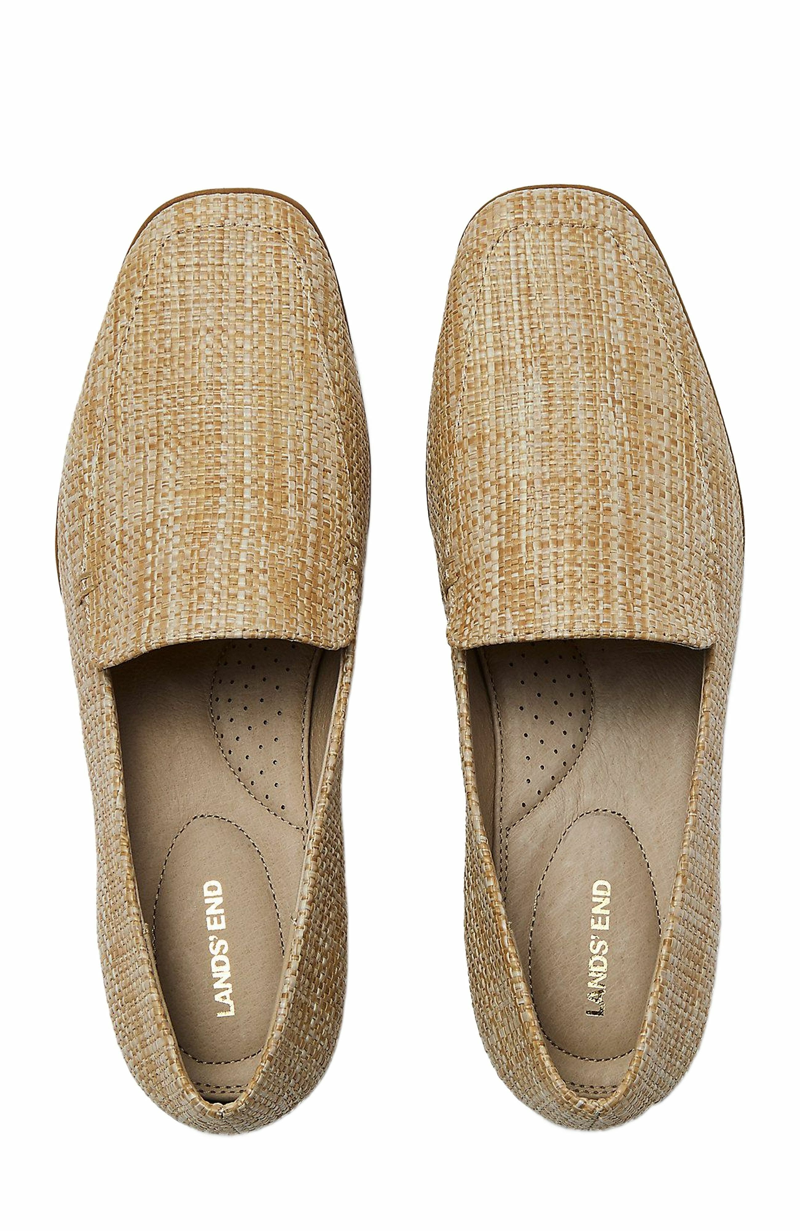 Lands' End Classic Raffia Loafers, Main, color, Vintage Straw