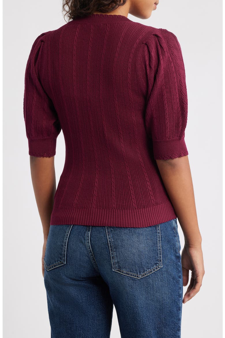 Pointelle Elbow Sleeve Sweater, Alternate, color, WILD PLUM