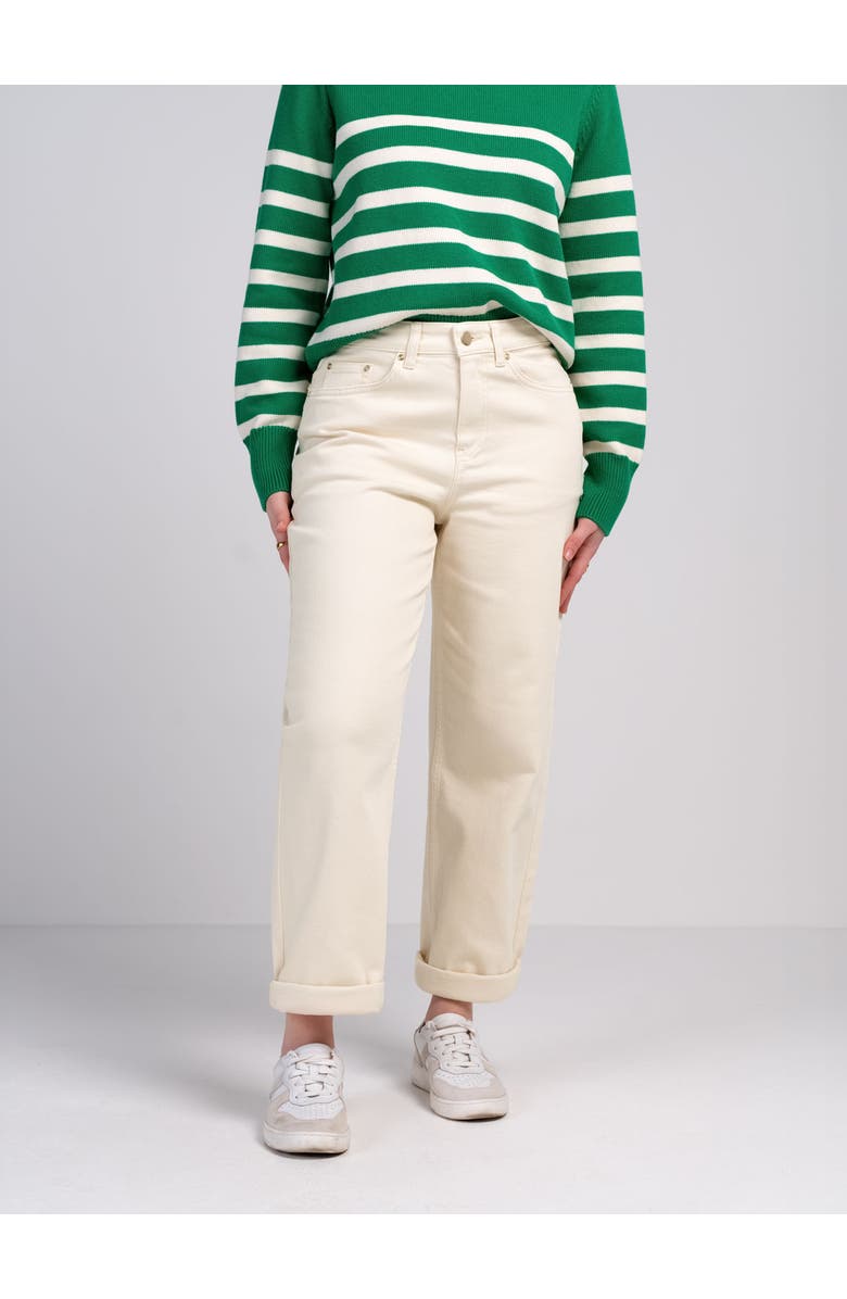 Kettlewell Darla Boyfriend Mid Rise Jeans, Main, color, Cream