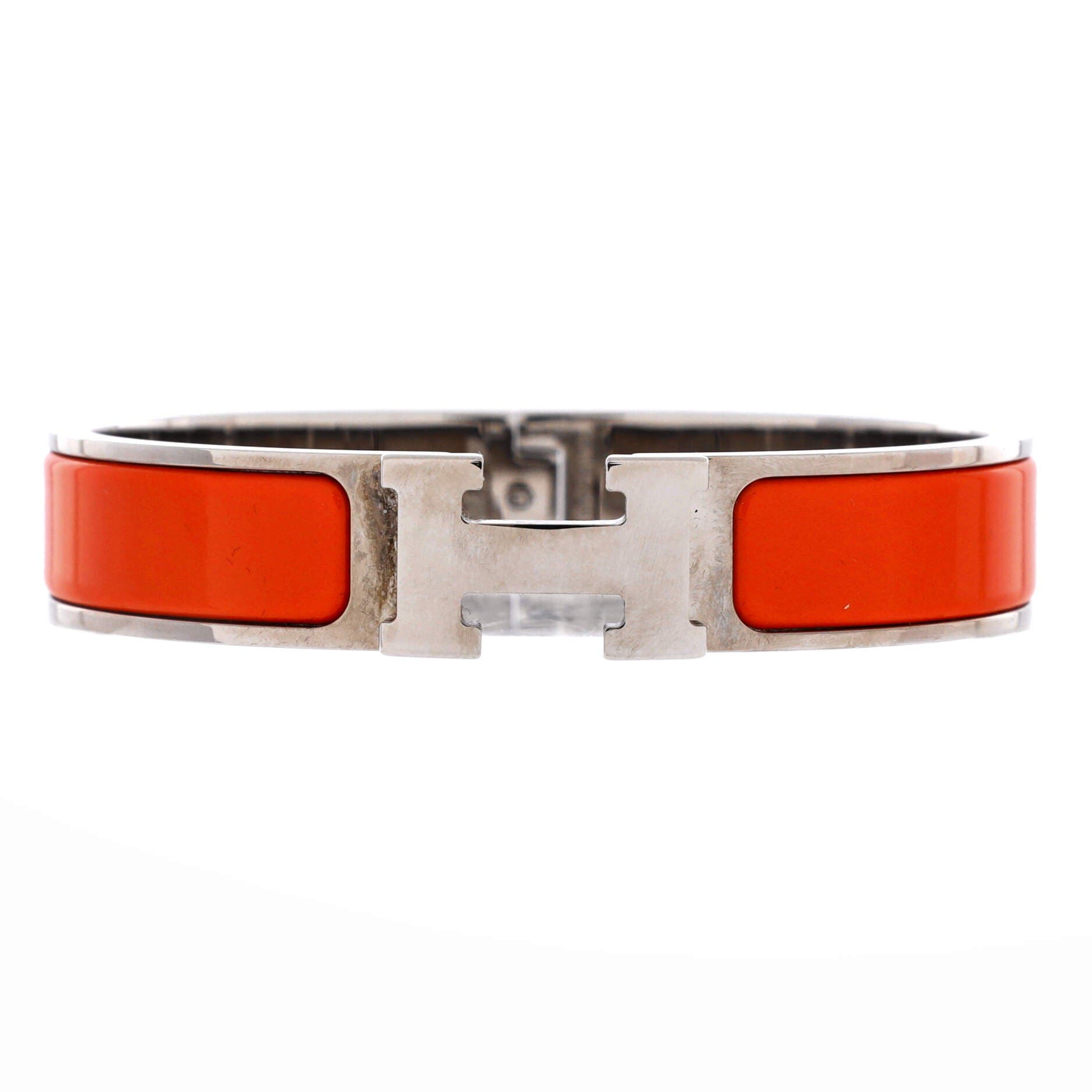 Clic H Bracelet Enamel Narrow, Main, color, Orange