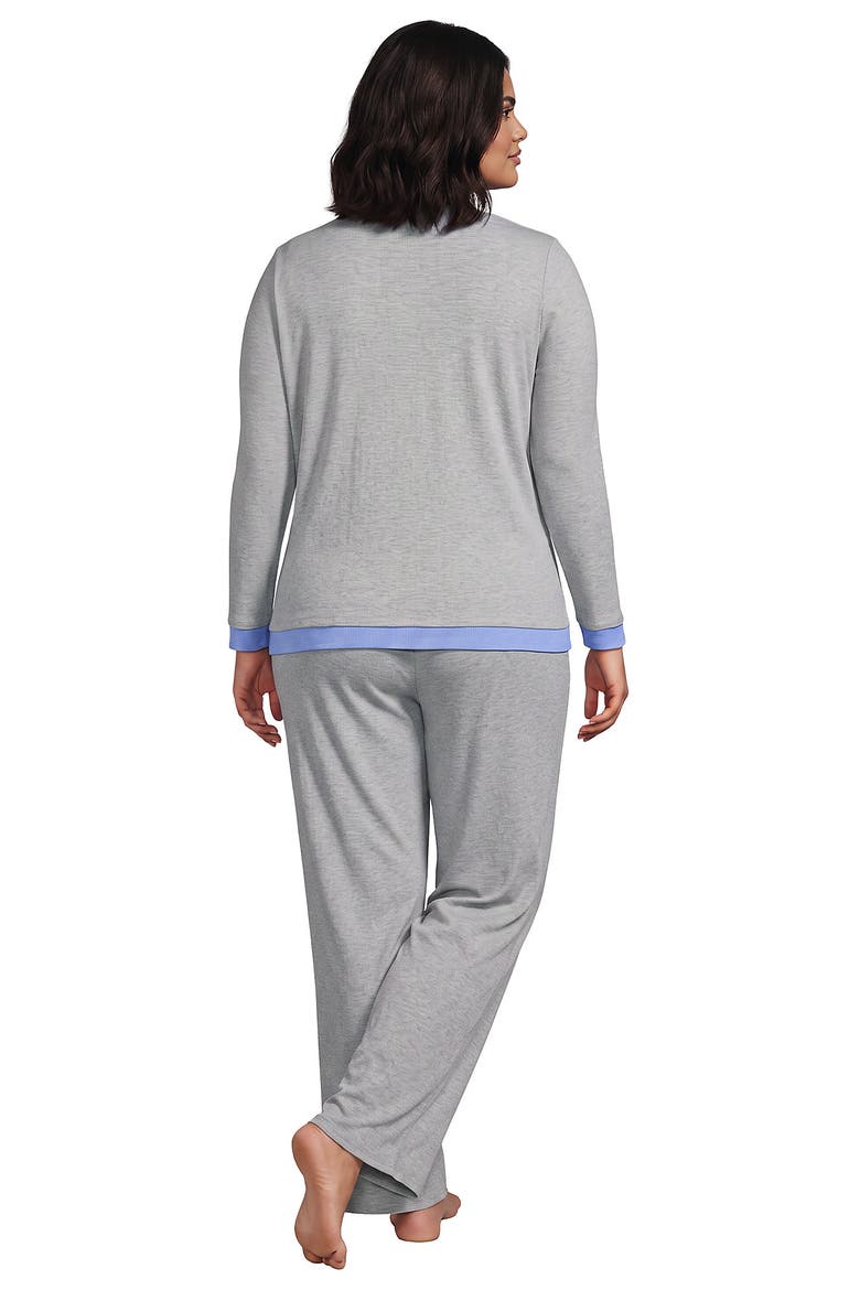 Plus Size Comfort Rib 2 Piece Pajama Set - Long Sleeve Top and Pants, Alternate, color, Misty Gray Heather