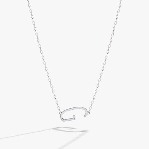 Silver Elongated Initial Pendant Necklace