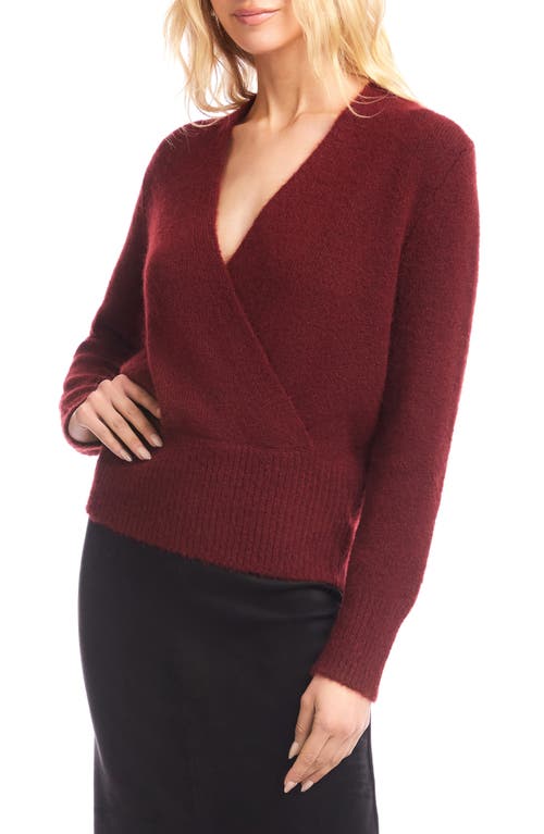 Karen Kane Wrap Sweater In Burgundy