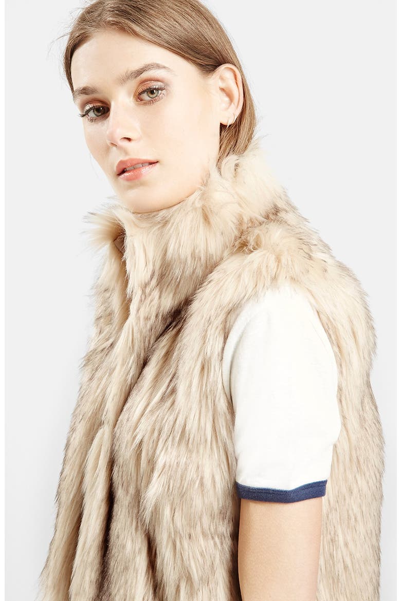 'Polo Leah' Faux Fur Vest, Alternate, color, CREAM