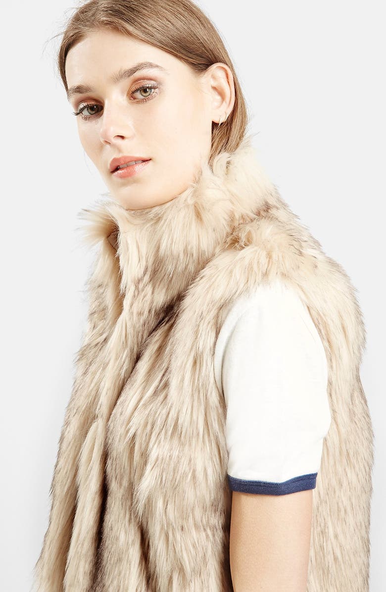 Topshop 'Polo Leah' Faux Fur Vest, Alternate, color,
