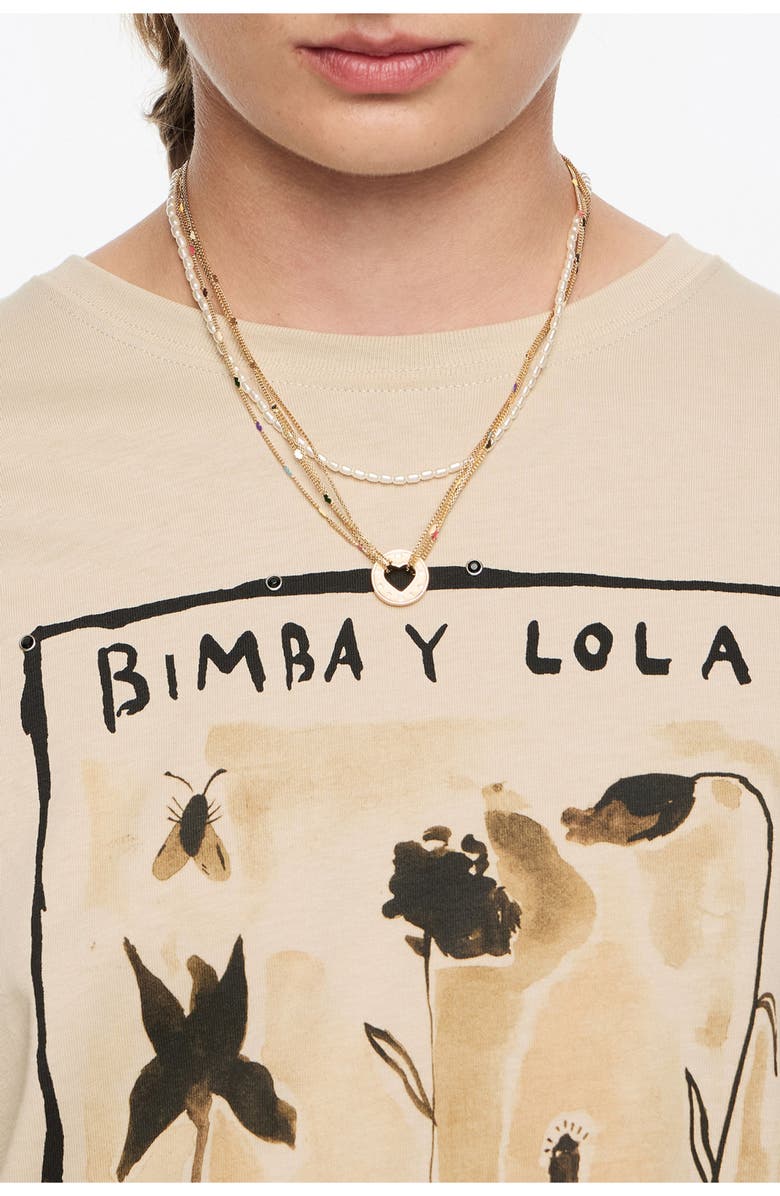 Bimba y Lola Multi-Chain Necklace With Logo, Alternate, color, 