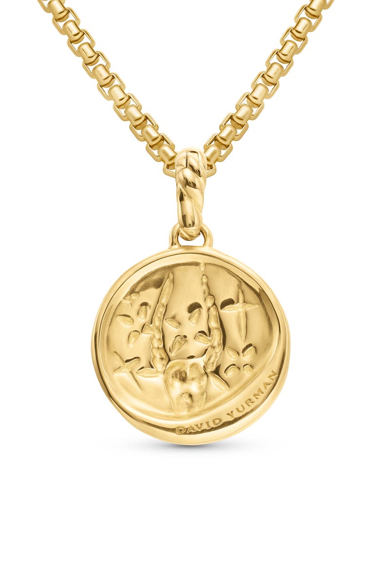 David Yurman Zodiac Amulet in 18K Yellow Gold with Pavé Diamonds, 18.9mm, Alternate, color, 